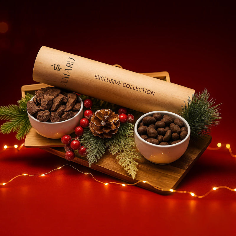 Limited Gift Edition — Ceremonial Cacao + Whole Cacao Beans in Chocolate in Wooden Tube